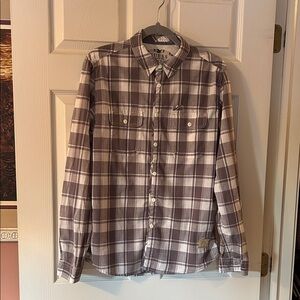 GUESS Men's Casual Plaid Shirt - Grey and White